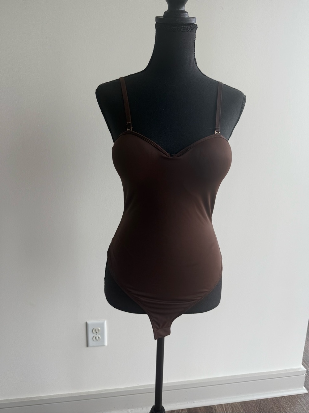 JLUXLABEL Chocolate Brown Spaghetti Strap Bodysuit